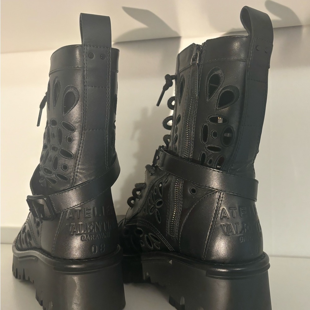 Valentino Garavani Leather Combat Boots - Picture 2 of 8